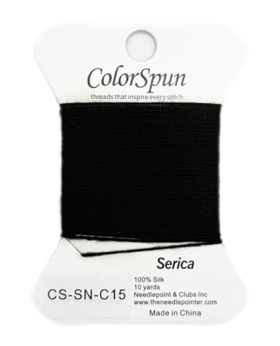 3-Strand Silk Needlepoint Thread, 10 Yard Smooth & Lustrous Silk Thread for Needlepoint, Hand Embroidery, Sewing & DIY Needlework to Family and Friends(Black) - color: Black