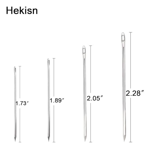 Hekisn Professional Large-Eye Triangle Leather Needles with Threaders for Hand Sewing Repair Stitching Projects (1.6 * 58/1.25 * 52/1.02 * 48/0.95 * 46mm) - size: 1.6*58/1.25*52/1.02*48/0.95*46mm