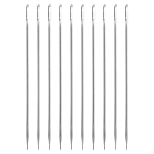 uxcell 20Pcs Large Eye Needles, 1.5" 0.6mm High Carbon Iron Embroidery Thread Needle Sewing Big Eye Needle Knitting Needles for Hand Sewing Art Crafts, Silver - size: 0.6x38mm