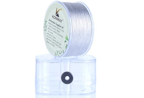 KONMAY 0.5mm Tinsel Embroidery Thread with Case, 163 Yards Metallic Silver Twine String for Jewelry Making, Embroidery, Crafting, Decoration, Gift Wrapping, and Christmas Ornaments - color: Silver, size: 0.5mm