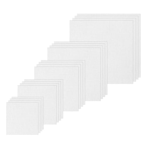 20 PCS Linen Bright White Embroidery Fabric Pre-Cut Solid Color - color: Bright White 20 Pcs