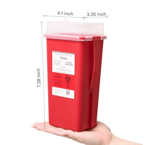 Alcedo Sharps Container 2 Quart (3-Pack) for Home Use & Travel Disposal - size: 2 Quart