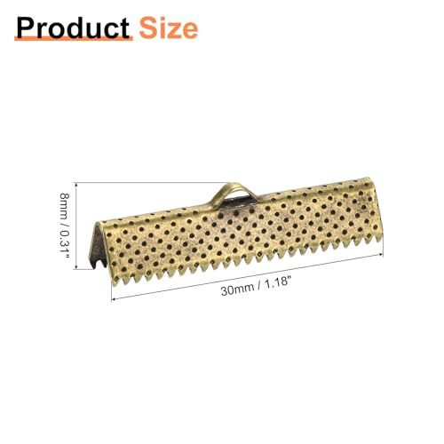 uxcell 280Pcs Ribbon Crimp Clamp Ends, 30mm Bookmark Pinch Crimp Ends, Cord Ends Fasteners Clasp Crimp Ends for DIY Bracelet Necklace Jewelry Making, Bronze Tone - color: Bronze Tone, size: 30mm