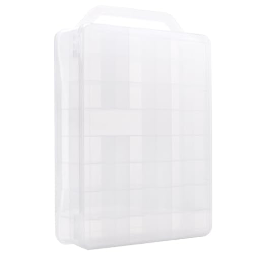 2 PCS 46 Grids Sewing Organizer, Double Sided Thread Box Storage,Small Clear Compartment Plastic Organizer Box for Embroidery Floss Sewing Threads Needles Beads Small Crafts