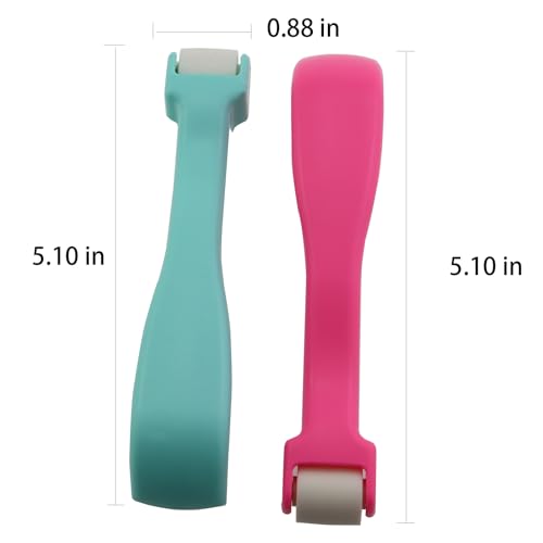 ZHYOHEN 2PCS Sewing Tools Seam Roller Rose Red Green Push Wheel Pressing Wheel Scratching Wheel for Quilts Clothes Carpets Plastic Paddle Wheel
