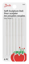 Dritz 56D Doll Hand Needles, Soft Sculpture, 3-Inch (6-Count),Nickel - style: Doll Hand Needles, Soft Sculpture