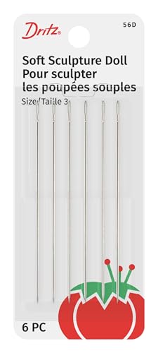 Dritz 56D Doll Hand Needles, Soft Sculpture, 3-Inch (6-Count),Nickel - style: Doll Hand Needles, Soft Sculpture