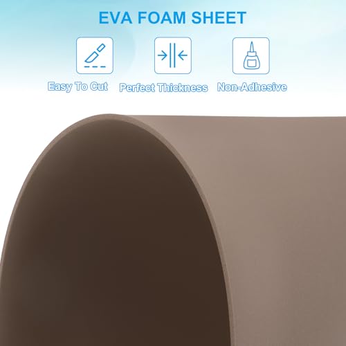 PATIKIL EVA Foam Sheet 10Pcs 12x8 Inch 2mm Thick Brown - color: Brown