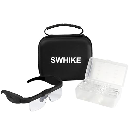 Magnifying Glass with Light Hands Free Magnifying Glasses Headset - color: Black, size: With Case