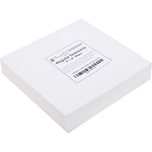 Threadart Tearaway Embroidery Stabilizer | 1.6 oz 8" x 8" 200 Precut Sheets - size: TEAR-AWAY 8"X8" SHEETS
