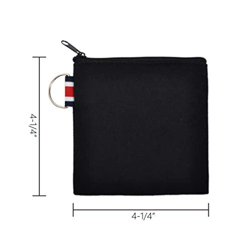 Muka 12 Pack Coin Purse with Carabiner Cotton Canvas Pouch 4-1/4 x 4-1/4 Inches-Black - color: Black