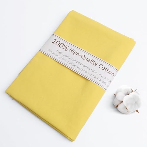 Bright Yellow Cotton Fabric, Natural 100% Cotton Poplin Fabric by The Yard 59 Inches Wide Lining Fabric for Sewing Apparel Cloth Soft Embroidery Quilting, 1 Yard - color: Bright Yellow, size: 1 Yard