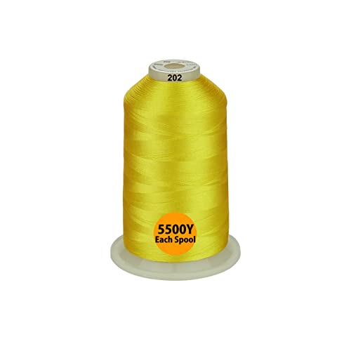 Simthread - 33 Selections - Various Assorted Color Packs of Polyester Embroidery Machine Thread Huge Spool 5500Y for All Sewing Embroidery Machines - 3 Differ Yellow - color: 3 Differ Yellow