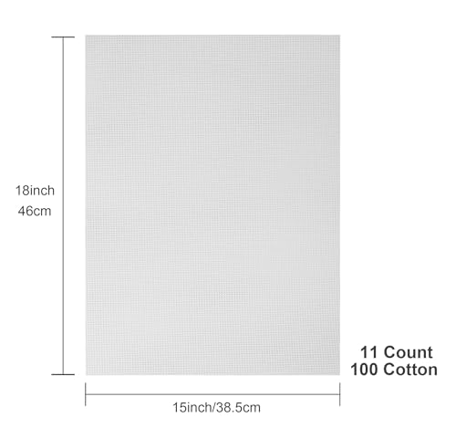 Aida Cloth 11 Count Cross Stitch Fabric,15×18inch,Rolled,3Pcs (11CT,White) - color: White, size: 11CT