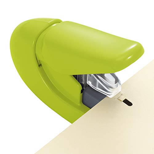 Plus Paper Clinch Compact Staple-Free Stapler, Heavy Duty, Green - color: Green