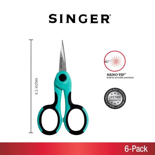 SINGER 4.5" Serger & Detail Embroidery Scissors, Sharp Tip, 6 Count - style: 6-Pack