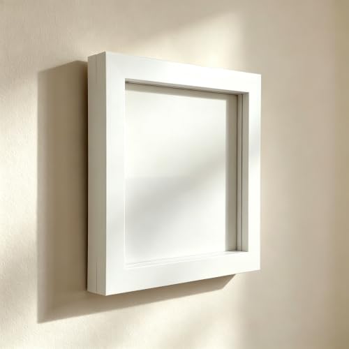 8x8 Picture Frames Set of 10, White Solid Wood Wall Mounted Frames - size: 8x8