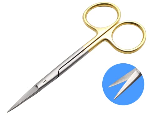 ARTMAN INSTRUMENTS 4.5" Straight Iris Dissecting Scissors | Extra Sharp | Gold Plated Handle | Precision Cutting for Dissection, Lab, Dental, Surgical, Art & Craft Use | Fine-Tip for Delicate Work