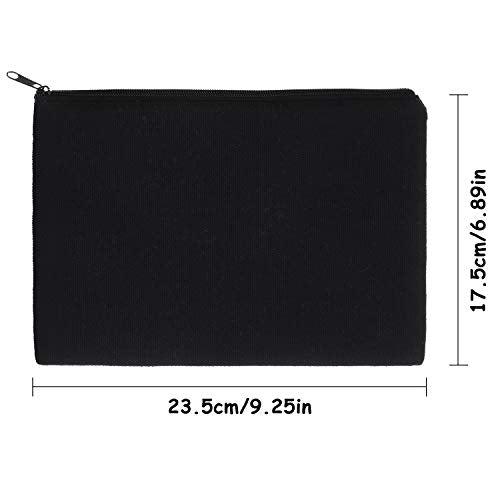 Gejoy 10 Pack Blank Canvas Cosmetic Bags Zipper Pouch DIY,L,Black - color: Black, size: Large