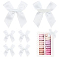 Self Adhesive White Satin Ribbon Bows for Crafts 3" (50 Pack) - color: White