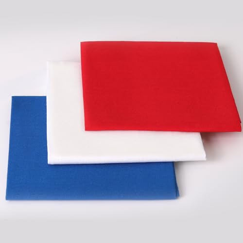 3 Pieces 18 x 21 Inches Cotton Fabric Precut Quilting Fabric Bundles Solid Colors Layer Cakes Quilt Material for DIY Craft Sewing Embroidery (Red White Blue) - color: Red White Blue