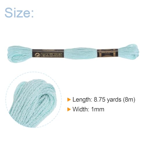 HARFINGTON 24 Skeins Embroidery Floss 8m Each Egyptian Long Fiber Cotton Cross Stitch Thread 26S/2x6 for Embroidery Projects Bracelet, Lake Blue - color: Lake Blue