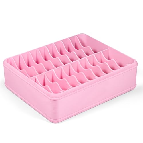 RaySoar 3D Printed 20 Grids Diamond Painting Bag Organizer, Multi Slot Drill Bags Storage Tray, Spill Proof Stand Upright Portable Desktop Craft Storage Caddy for Small Diamond Art Accessories -Pink - color: Pink
