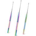 NEWISHTOOL Stainless Steel Hair Extensions Loop Needle Pulling Hook Tool, 3 PCS Micro Needle Threader Wire Pulling Loop Hook Tools for Silicone MicroLink Beads Rings and Feathers Extensions - color: Rainbow, size: Pulling Hook
