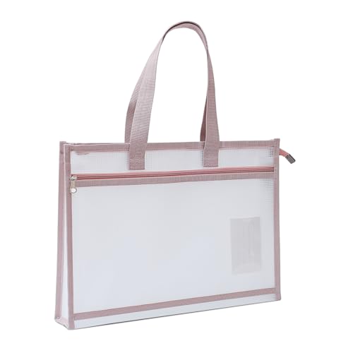 A4 Sewing Project Bags, Mesh Zipper Pouch Bag for Quilting (Pink) - color: Pink, size: A4