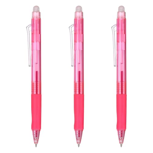 PATIKIL 3pcs Erasable Gel Pens 0.5mm Fine Point Retractable Heat Light Red - color: Light Red