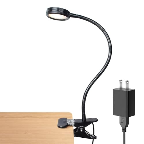 LEPOWER Clip on Light, Book Reading Lamp for Desk, Bed Headboard and Dorm - color: Black