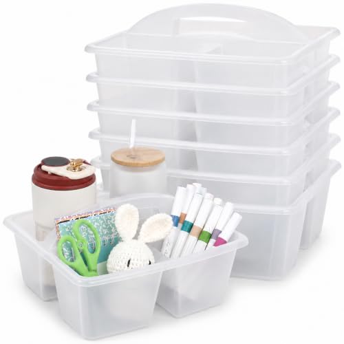 6 Pack Plastic Classroom Organizer Caddy with Handle, Clear - color: Clear