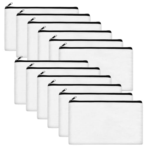 Legigo Blank Canvas Bags Zipper Pouch Makeup Bags Pencil Pouch Bulk - color: Off White