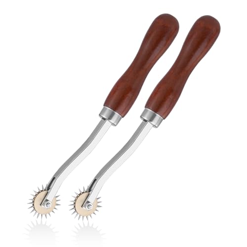 Luanrm Tracing Wheel Sewing Tool 2pcs 4mm Leather Needle Point 6.88in - color: Red-brown
