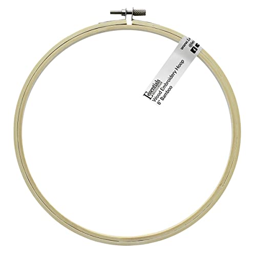 Essentials by Leisure Arts 8 Inch Bamboo Embroidery Hoop with Adjustable Tension Screw, Smooth Lightweight Hoop for Cross Stitch, Needlepoint, Quilting and Sewing