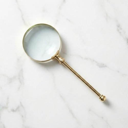 Magnifying Glass with Solid Brass Handle, Handheld Magnifying Glass Lens, Antique Magnifier, Reading, Inspection, Coin & Stamp, Astrologer, Low Sight Elderly Collectible Décor Gift - style: Brass Handel