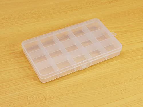 8Pack 15-Grid Clear Fixed Dividers Storage Boxes for Beads - size: 8pcs 15 Grids Box