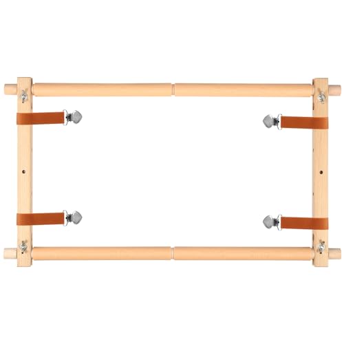 kjcbkcb Embroidery Scroll Frame, Wooden Cross Stitch Frame with Clips, Rotated Needlepoint Embroidery Tapestry Scroll Frame, Adjustable Needlepoint Stretcher Frame for Embroidery（12 x 21inch）