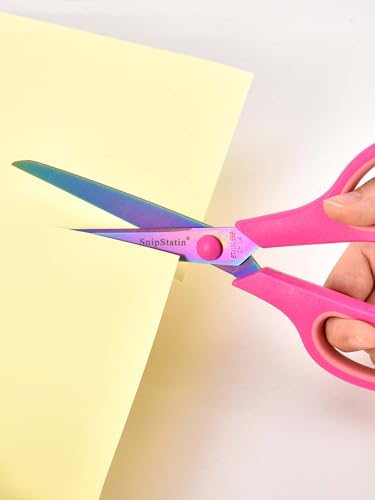 8.5" Multipurpose Office Scissors Heavy Duty, Titanium Coating Sharp Blades, Ergonomic Semi-Soft Rubber Grip, Scissors All Purpose for Sewing, School, Fabric, Art Craft Supplies, 3-Pack - size: 8.5"(Blue/Pink/Purple/3-Pack)