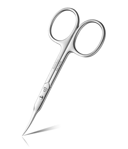 SILLVER Cuticle Scissors Extra Fine Curved, Super Slim Small Scissors with Precise Pointed Tip, Beard, Eyelash, Mustache, Dry Skin - Manicure Scissors - size: Slim 3.1-1mm Blade Width