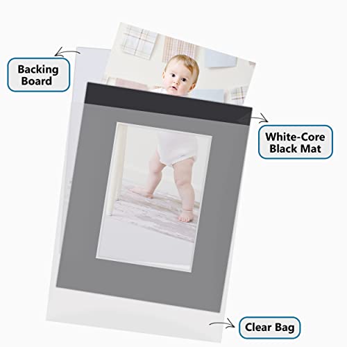 Somime 10 Pack 11x14 Black Picture Mat Kit for 8x10 Photo with Bevel Cut - size: 11x14 10pack black complete set for 8x10