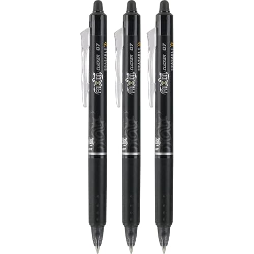 PILOT FriXion Clicker Erasable Pens, Fine Point 0.7 mm, Black Ink, 3-Pack - color: Black