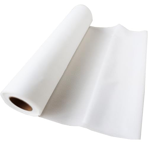 Tender Iron-on Embroidery Backing, 12 inch x 10 Yard Roll Embroidery Stitch Cover, Soft Touch Cloud Like Embroidery Cover Up Backing Fusible Light Weight Stabilizer by HAGBOU (White) - color: White