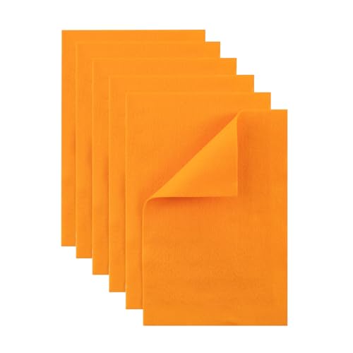 HaoFeiJH Orange Felt Fabric Sheets - 6PCS Felt Squares - 8x12 1 Colors Soft Felt Squares, 1.5mm for Sewing, Patchwork, Decoration, Embroidering, Book, DIY Craft - color: 0-yellow