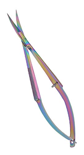 Embroidery Sewing Scissor - Titanium Spring Action Scissor 4.75" - German Stainless Steel, Curved Tip, Snips, Thread Cutter - By The Unique Edge
