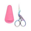 3.6" Sewing Embroidery Scissors with Artificial Leather Cover(Rainbow) - color: Rainbow