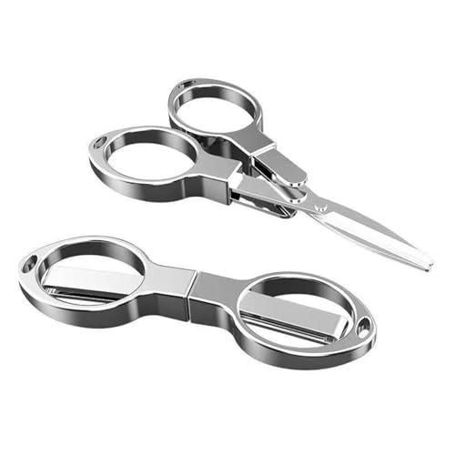 YVAOG Folding Scissors, Safe Portable Safe Portable Travel Mini Scissors, Stainless Steel Retractable Small Scissors for Home Office, 2 Piece Set - color: Silver