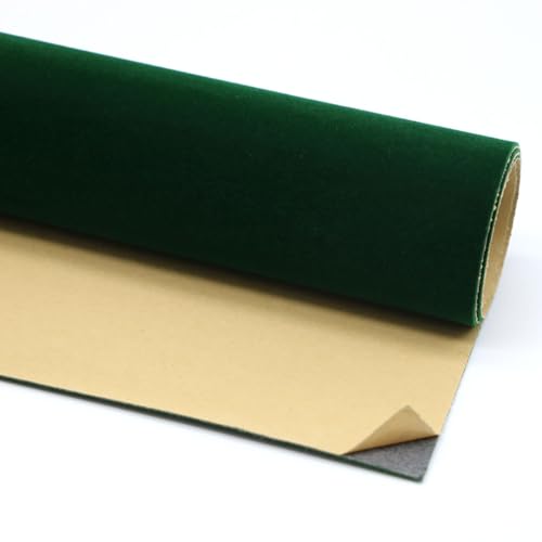 Self Adhesive Plush Velvet Fabric Sheets Velvet Flock Paper Roll Soft Flocking Fabric for Jewelry Box Felt Liner Furniture DIY Arts and Crafts 14 x 98 Inches Green - color: Green, size: 98"L x 14"W