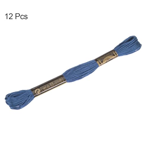 HARFINGTON 12 Skeins Embroidery Floss 8m Each Egyptian Long Fiber Cotton Cross Stitch Thread 26S/2x6 for Embroidery Projects Bracelet, Dark Blue - color: Dark Blue