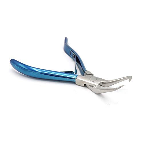 Professional Hair Extension & Beading Tool Kit Remove Plier Set for beads (4 Piece) I-Link Micro Ring Loop Needle Pulling Hook Threader Wire for Silicone Rings (Blue) - color: Blue